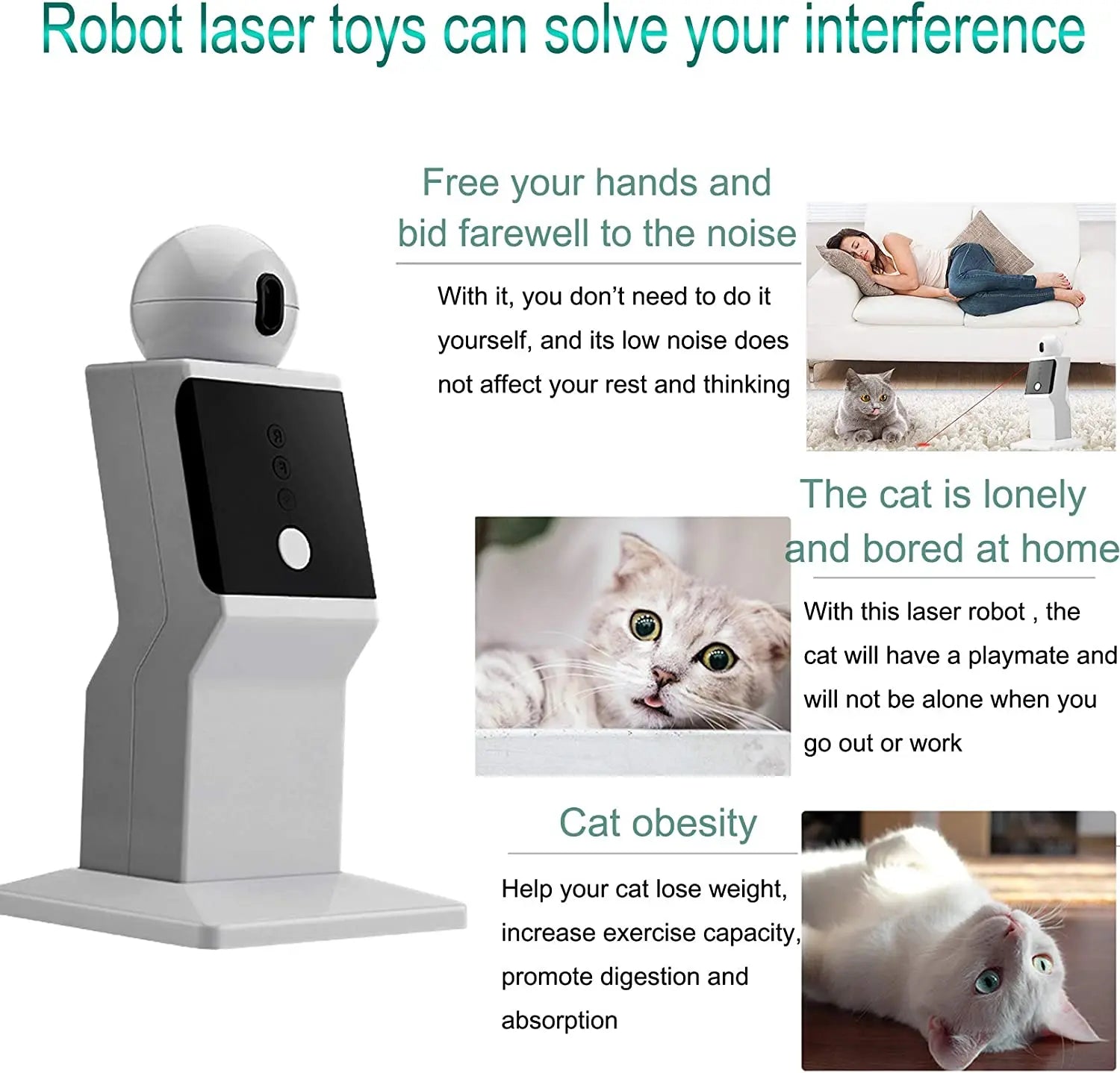 ATUBAN Cat Laser Toy Automatic,Random Moving Interactive Laser Cat 