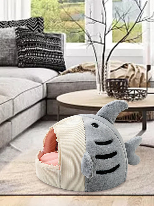 Shark Shaped Soft Plush Pet House For Cats and Dogs